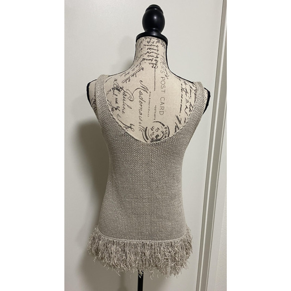 Brunello Cucinelli Sweater Womens Large Beige Cotton Knit Fringe Made in Italy - Picture 3 of 16